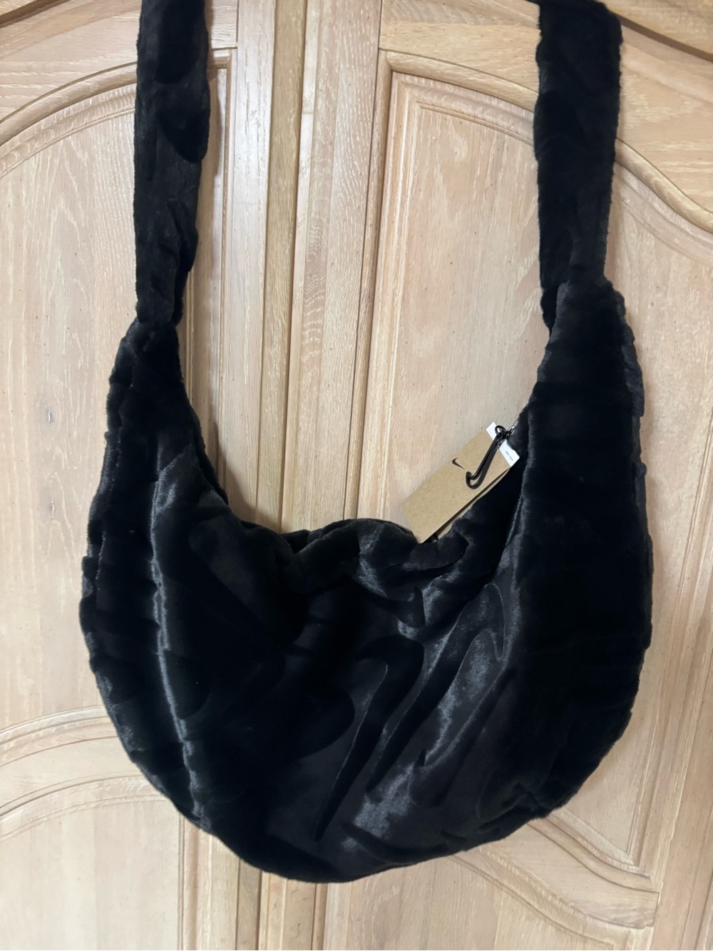 Nike Black Faux Fur Shoulder Bag